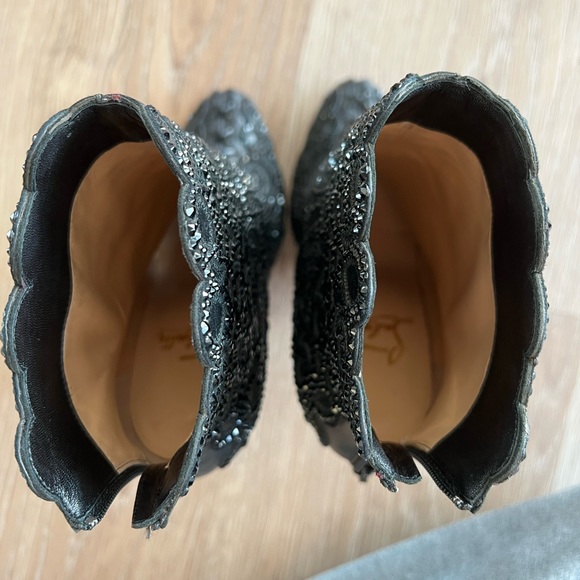 Christian Louboutin NEW ALL OVER CRYSTAL ANKLE BOOT BLACK - Picture 7 of 7